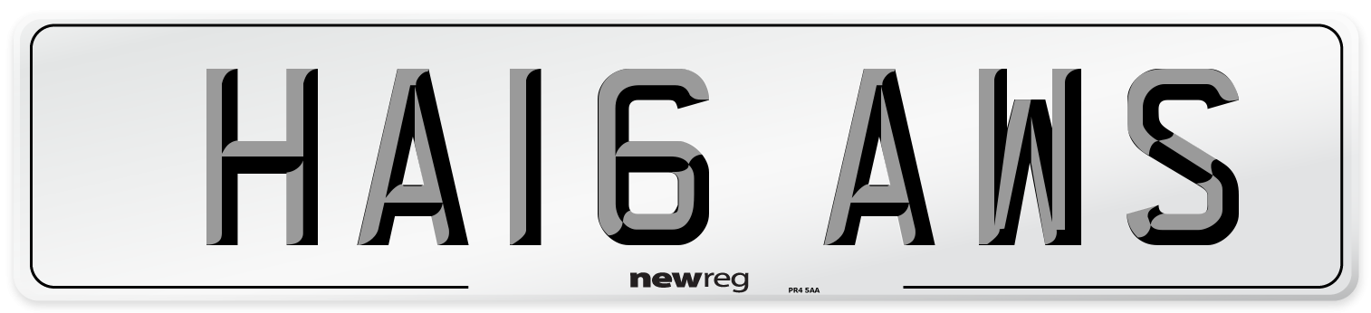 HA16 AWS Number Plate from New Reg